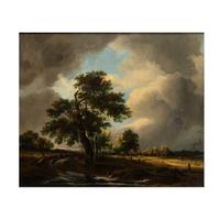 Dutch School, Circle of Meindert Hobbema (1638-1709) Figures in a Landscape