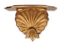 A Pair of Italian Giltwood and Metal Sconces and a Pair of Giltwood Shell Wall Brackets