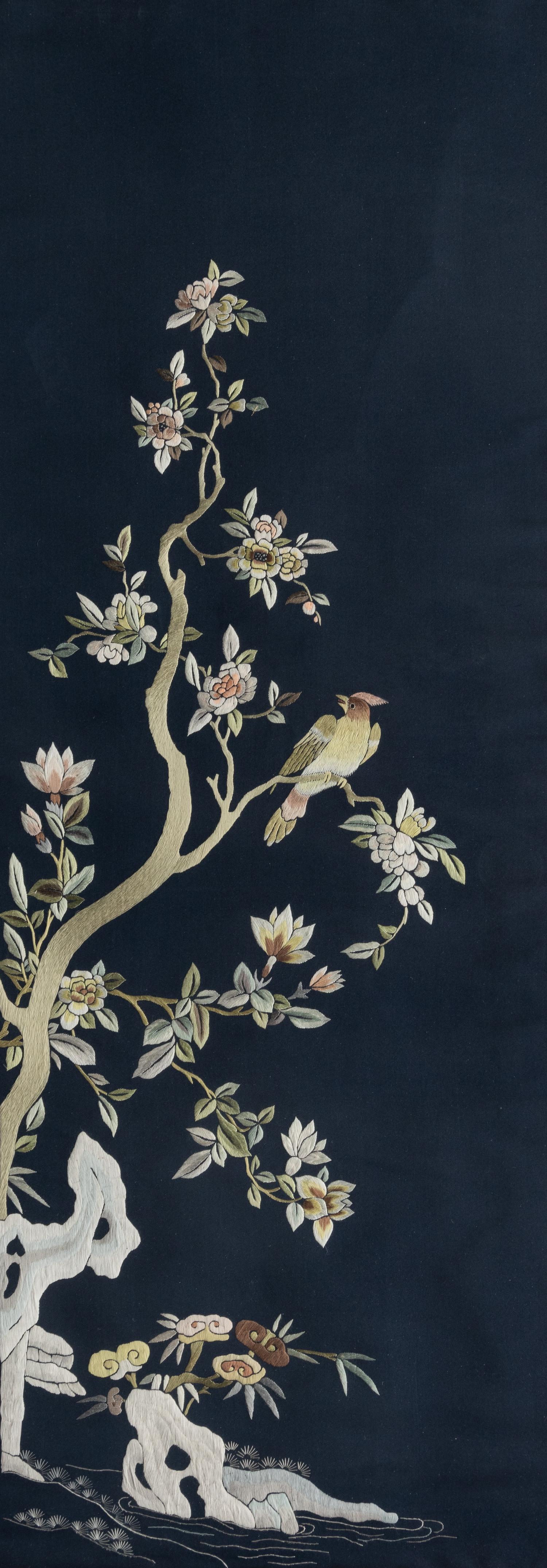 Six Chinese Embroidered Silk Panels