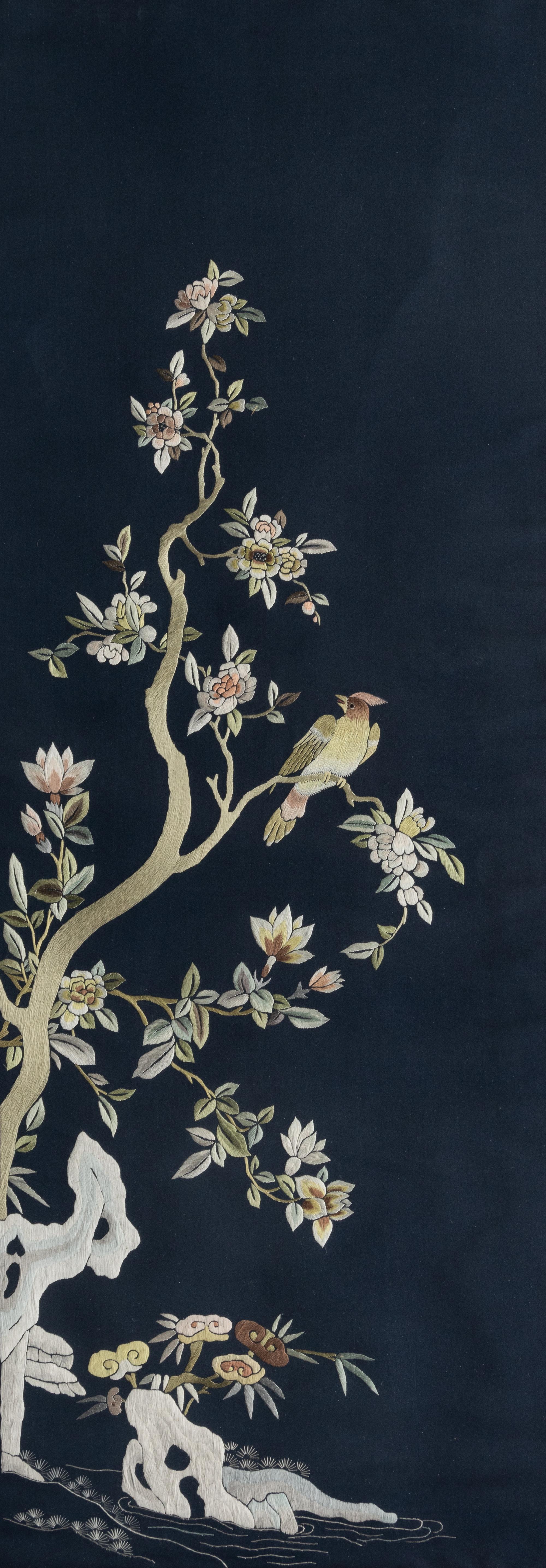 Six Chinese Embroidered Silk Panels