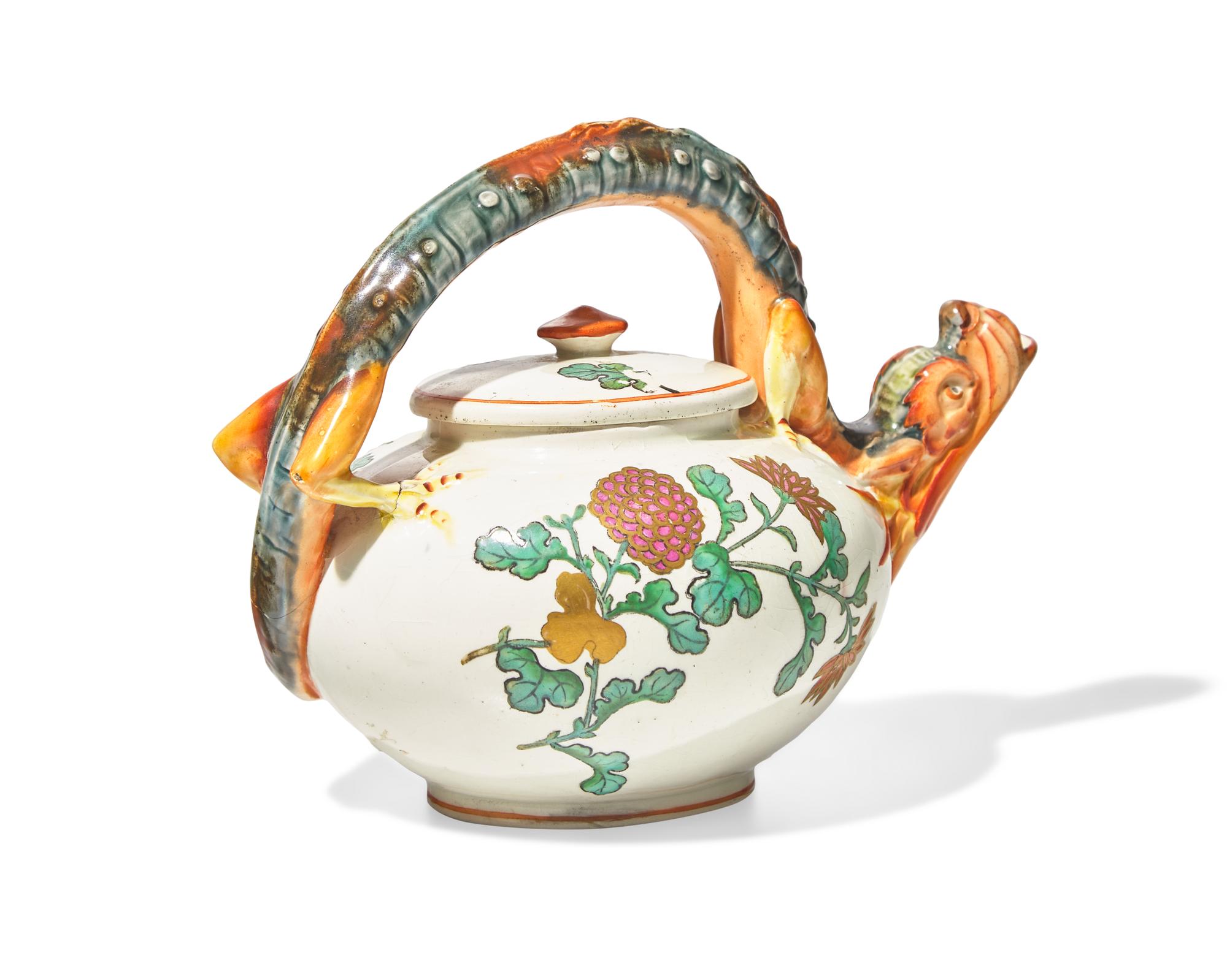 A Wedgwood Majolica Figural Dragon Teapot