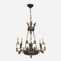 A Charles X gilt and patinated bronze eight-light chandelier second quarter 19th century