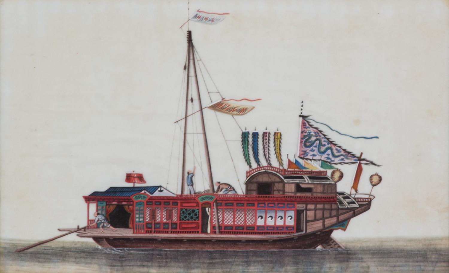 Chinese School, (19th Century), Three Works Depicting Junks and Barges