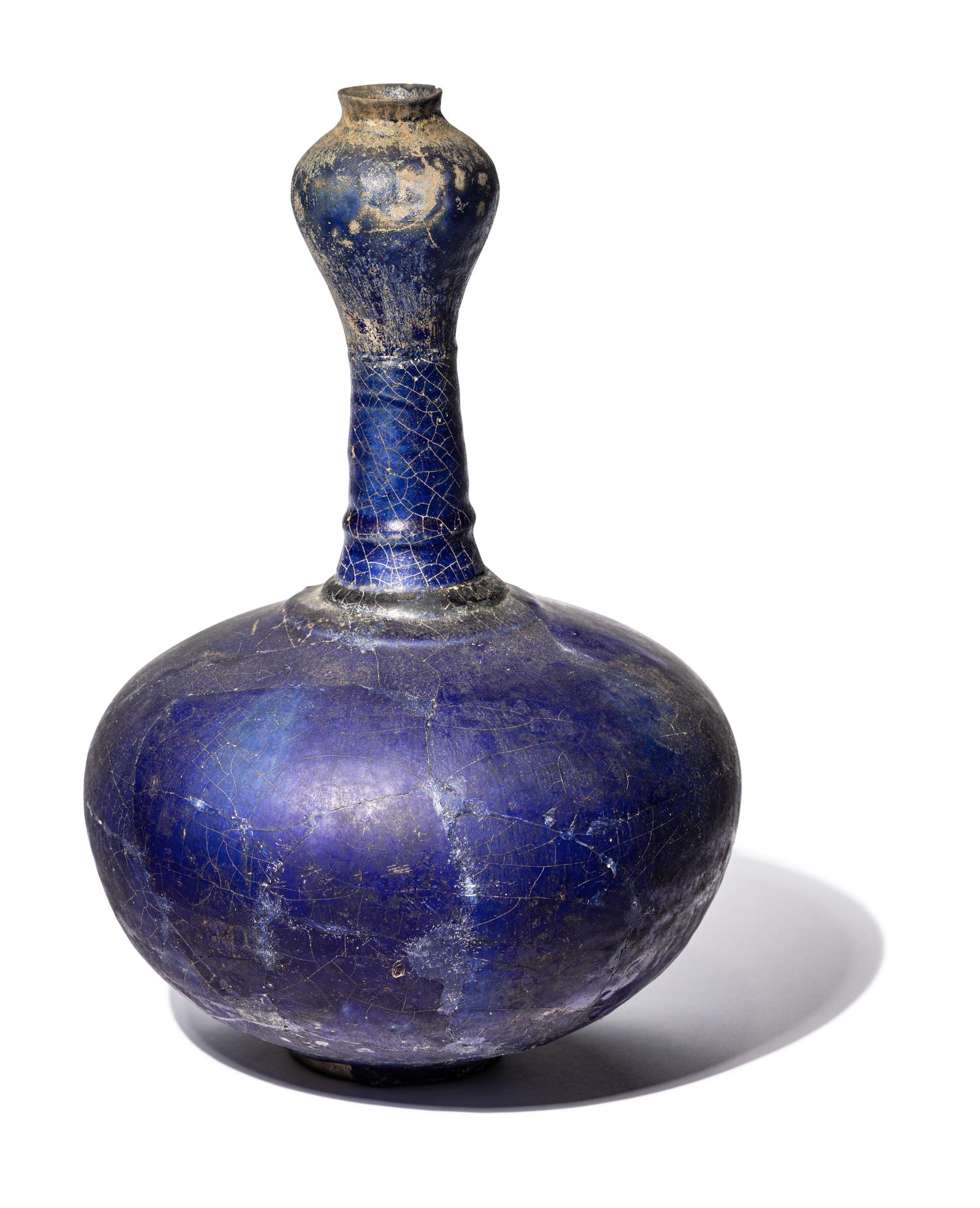 A Persian Blue-Glazed Bottle
