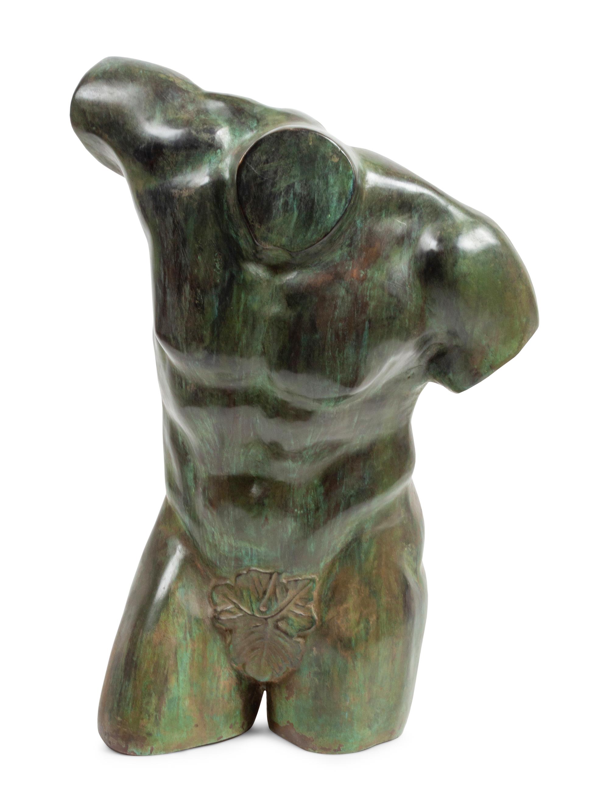 A Patinated Bronze Torso of a Man