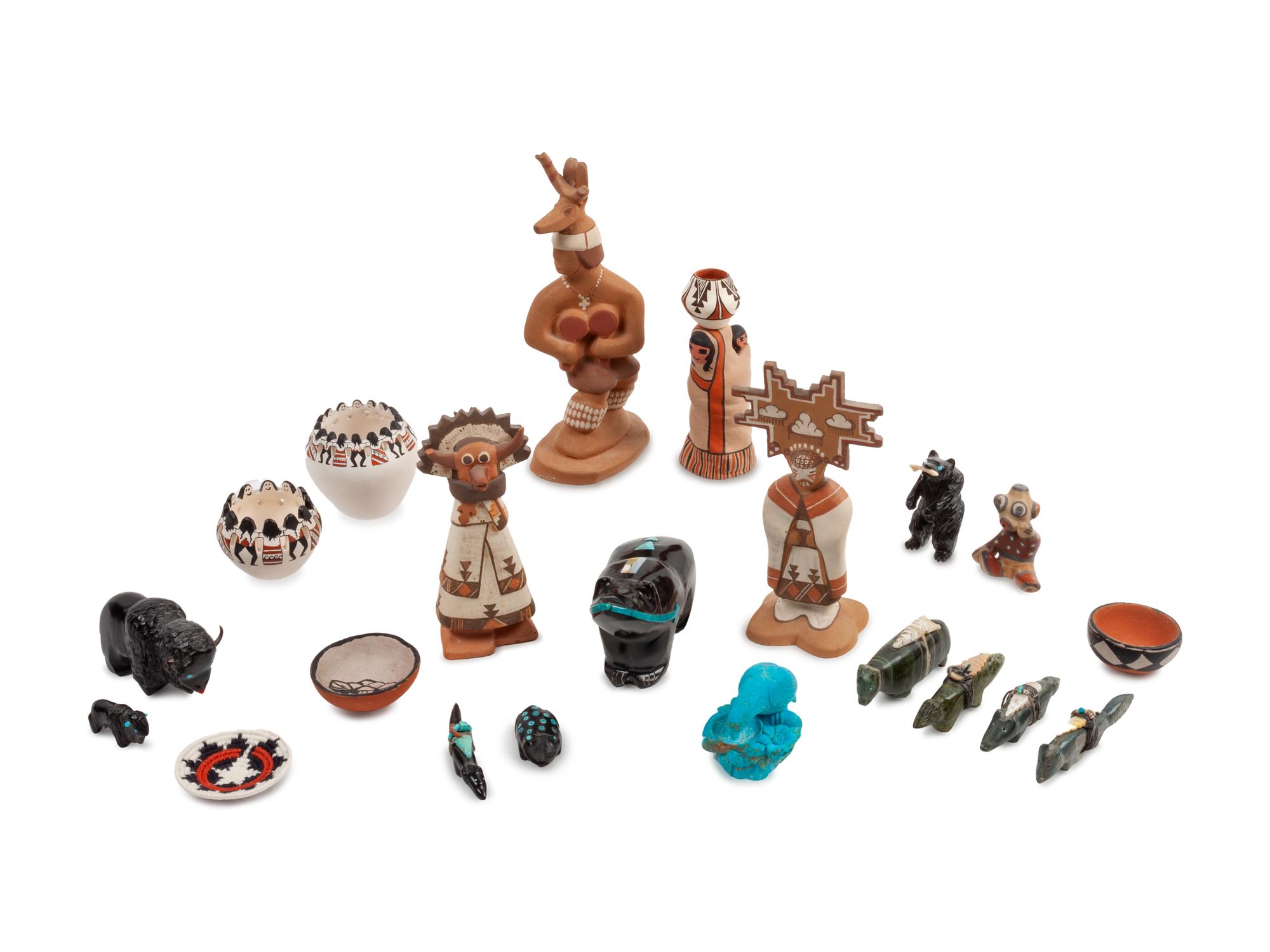 Collection of Zuni Fetishes and Pueblo Miniatures