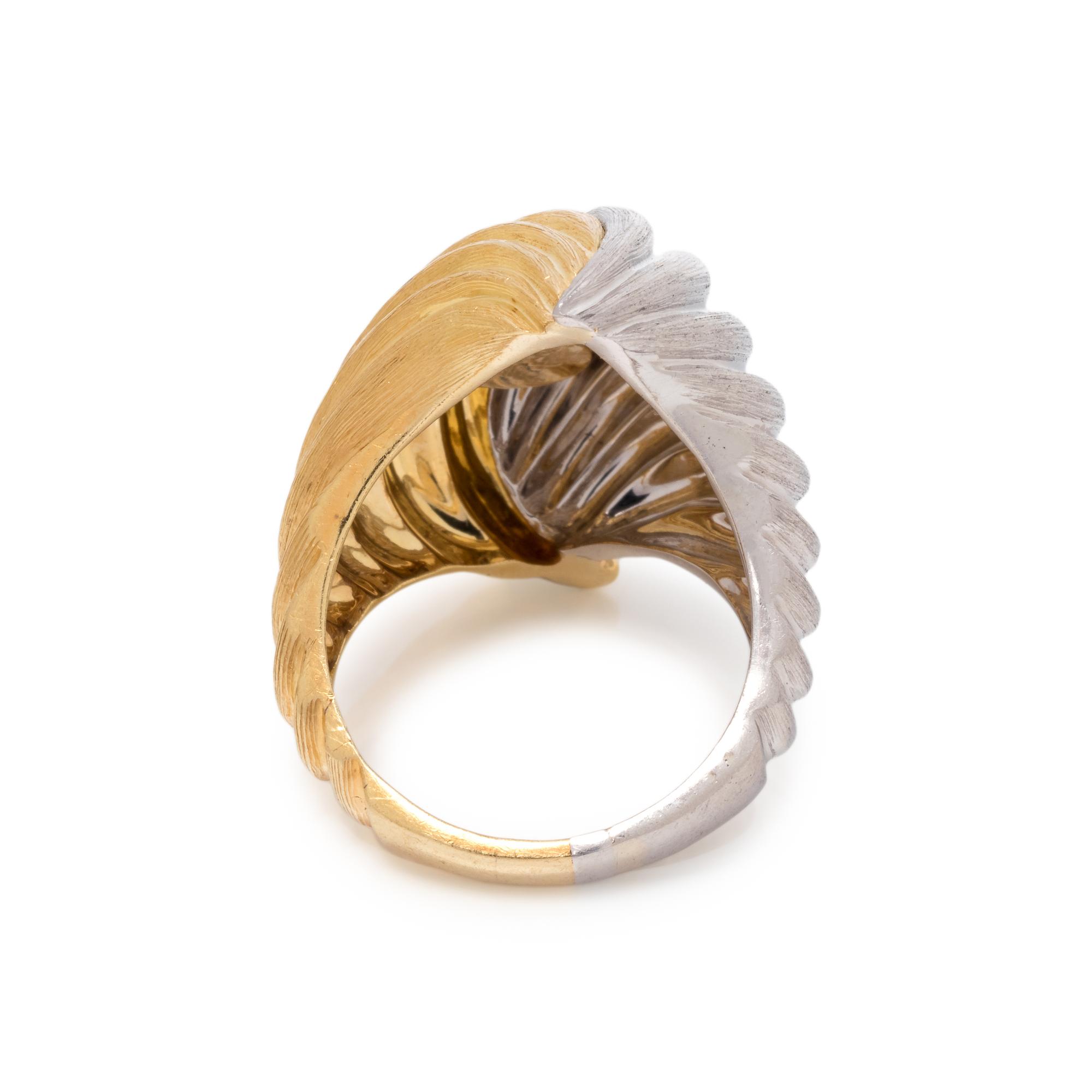 HENRY DUNAY, YELLOW GOLD AND PLATINUM RING