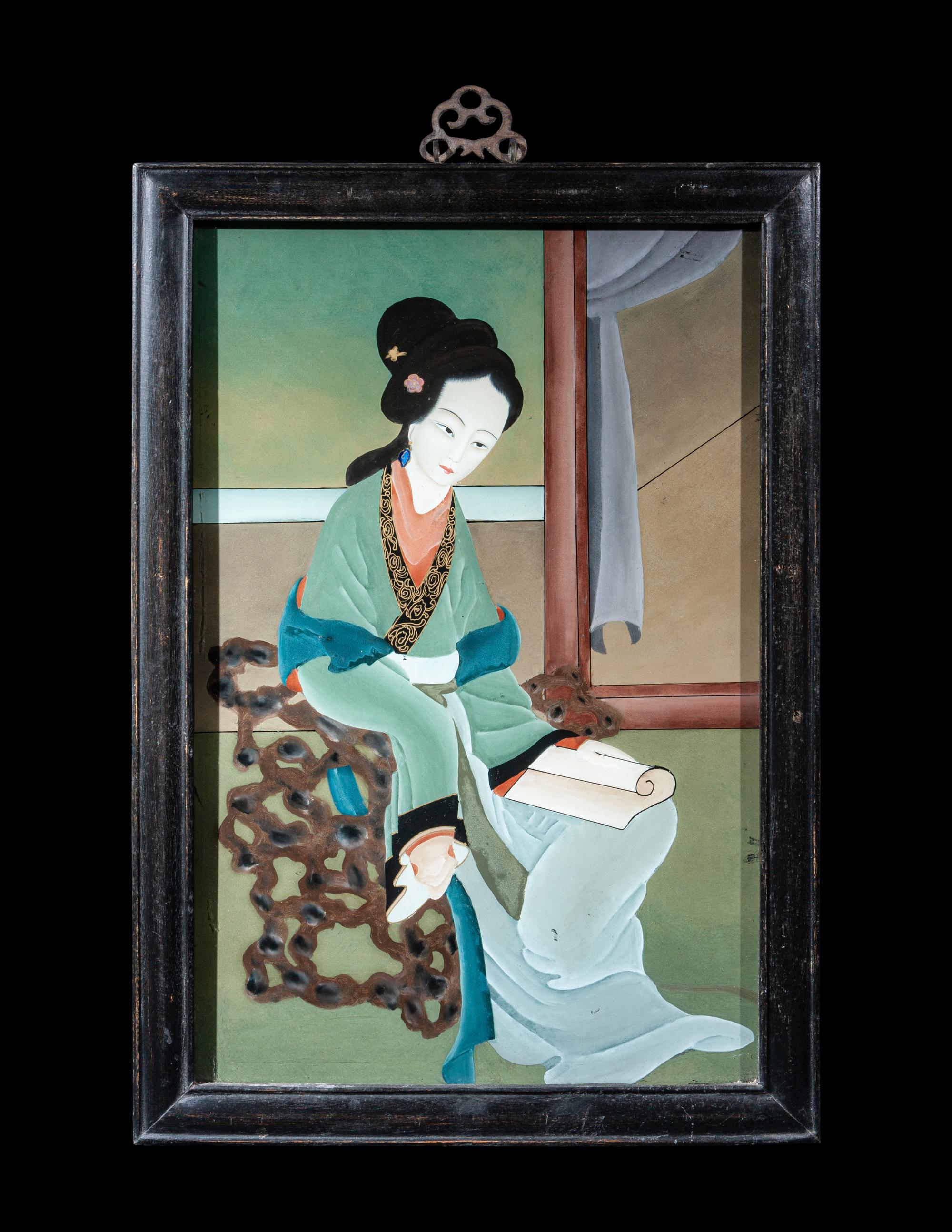 FIve Chinese Reverse Glass Paintings