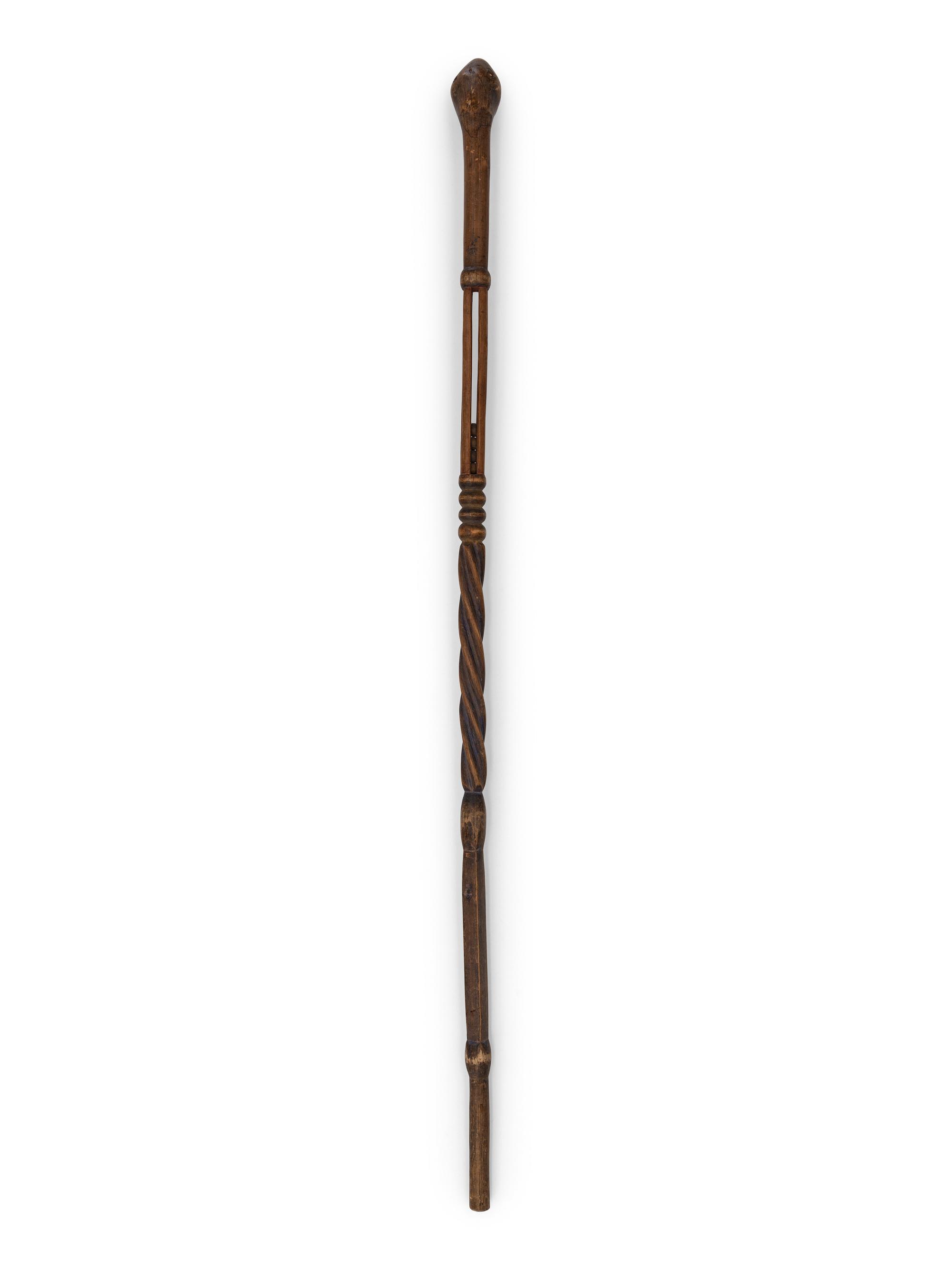 Western Great Lakes Polychrome Wood Staff, with Puzzle Stem