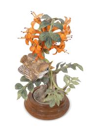 Two Royal Worcester Dorothy Doughty Porcelain Bird Groups with Brackets