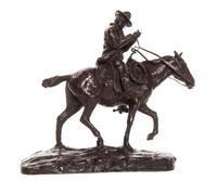 An American Bronze Figural Group, Charles M. Russell (1864-1926), Height 9 1/2 inches.