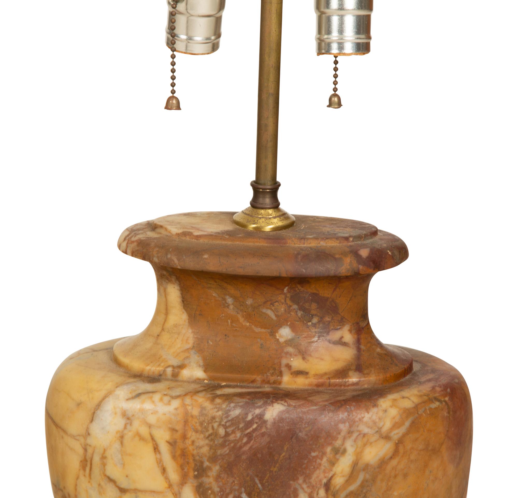 A Pair of Marble Urn-form Table Lamps