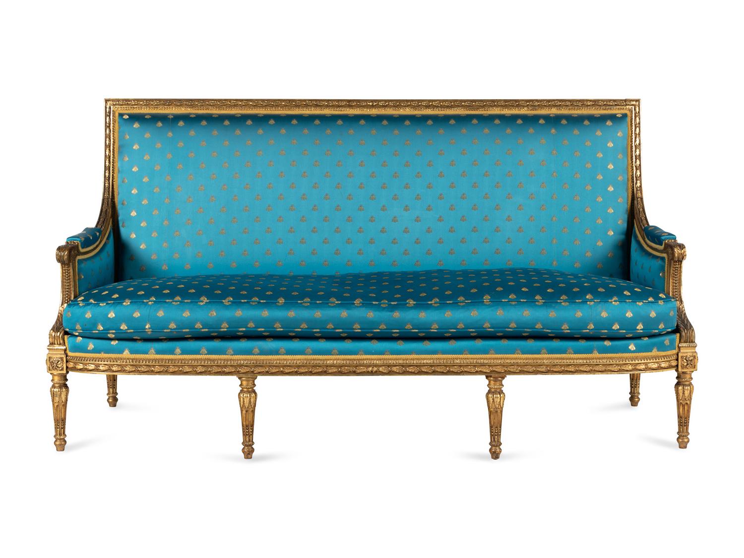 A Louis XVI Style Giltwood Canapé