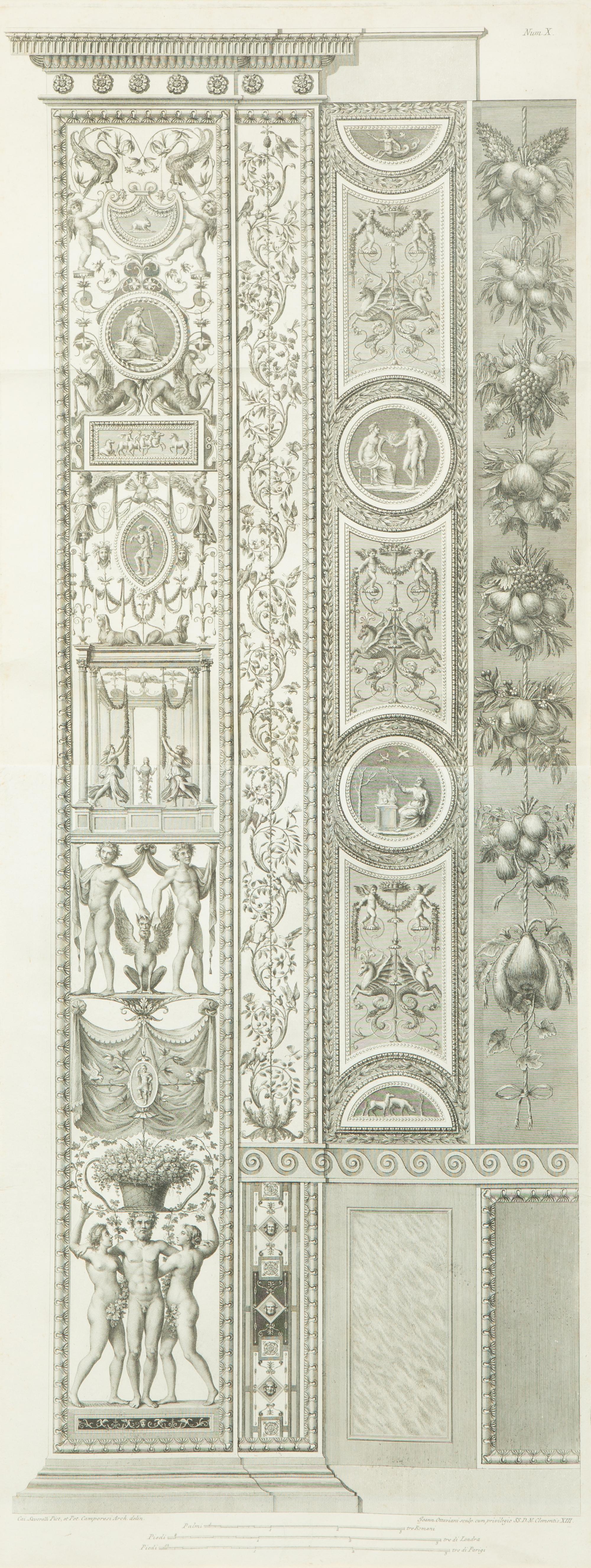 A Set of Six Giovanni Ottaviani Architectural Engravings, After Scaravelli — 19TH CENTURY