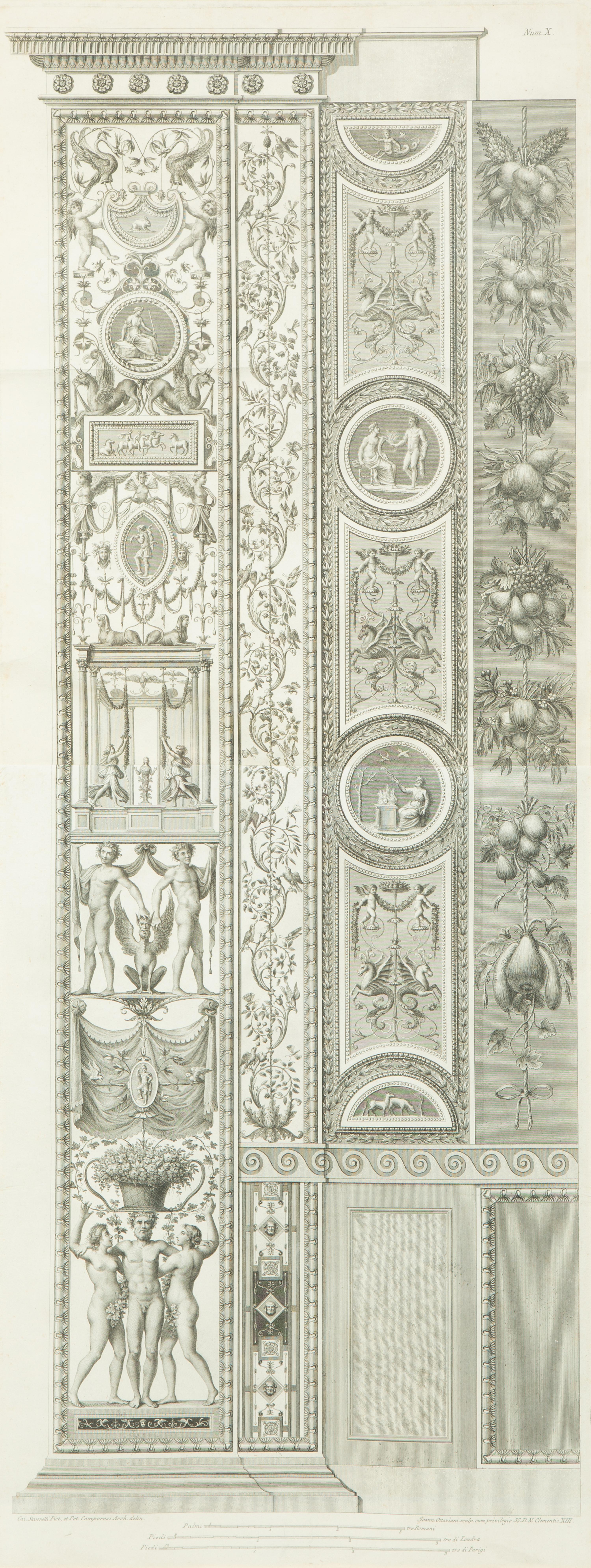 A Set of Six Giovanni Ottaviani Architectural Engravings, After Scaravelli — 19TH CENTURY