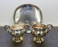Three American Silver Table Articles, Frank M Whiting & Co., North Attleboro, MA, comprising a plate and a weighted sugar and creamer.