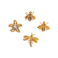 COLLECTION OF YELLOW GOLD AND DIAMOND PINS