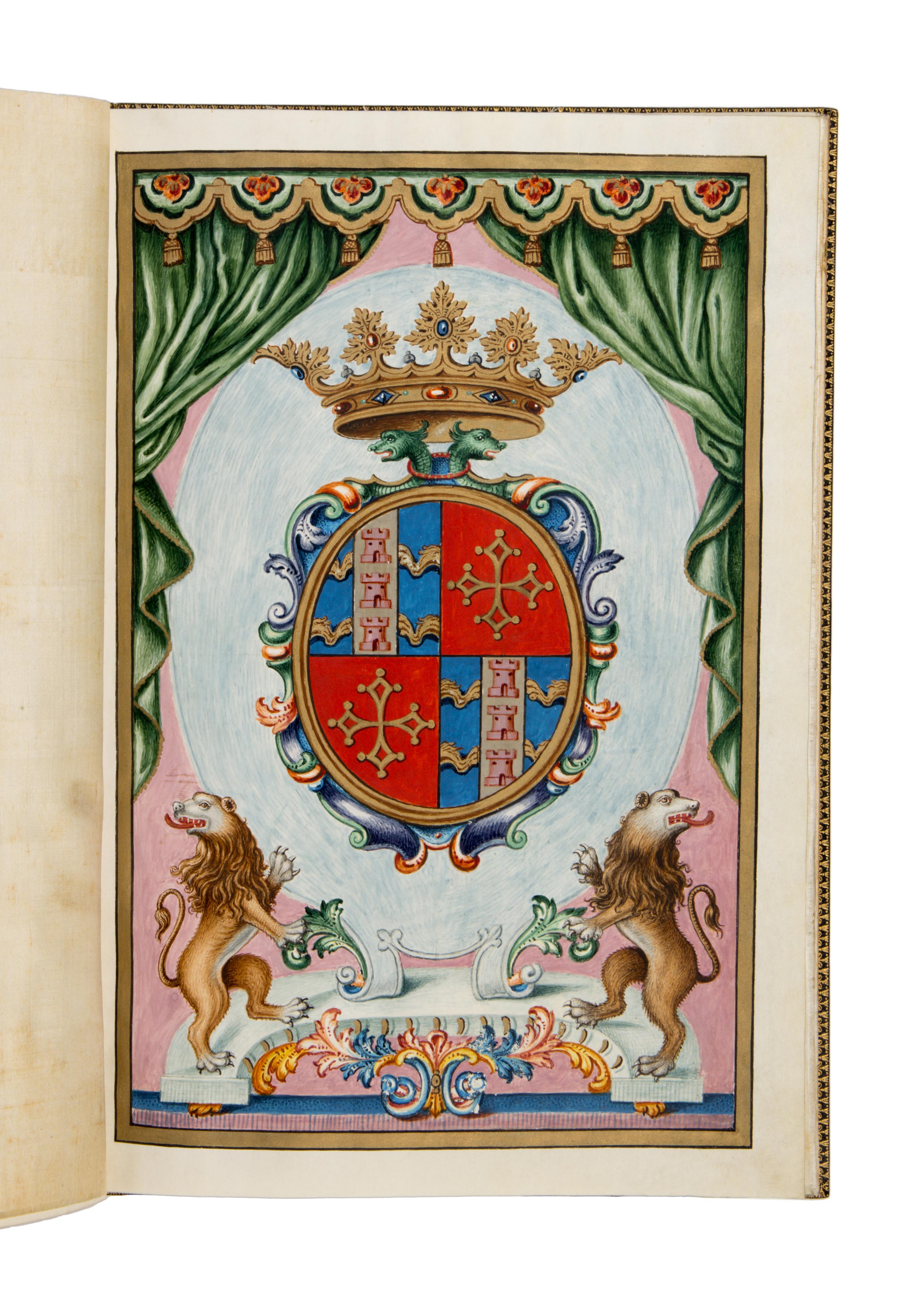 SPANISH ROYAL CHANCERY Carta ejecutoria de hidalguía (for Don Luis María Buffile de Brancàs), in Spanish, illuminated manuscript on parchment [Spain, Madrid (issued at San Ildefonso), 1785]