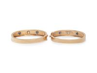 PAIR OF YELLOW GOLD, DIAMOND, AND SAPPHIRE BANGLE BRACELETS