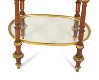 An English Gilt Brass, Walnut and Glass Etagere