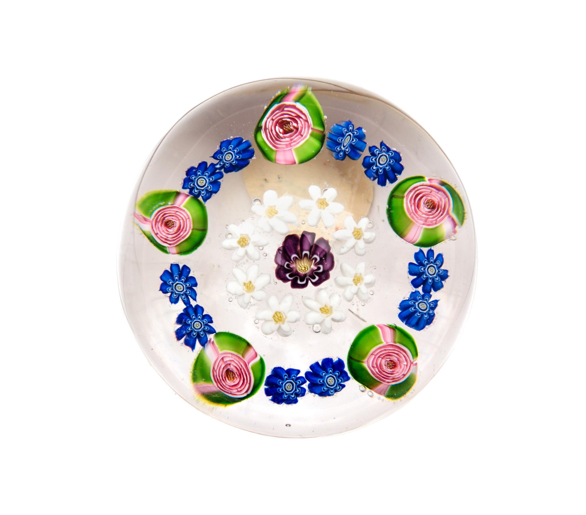 Clichy, France, 19TH CENTURY, a five cabbage roses miniature paperweight