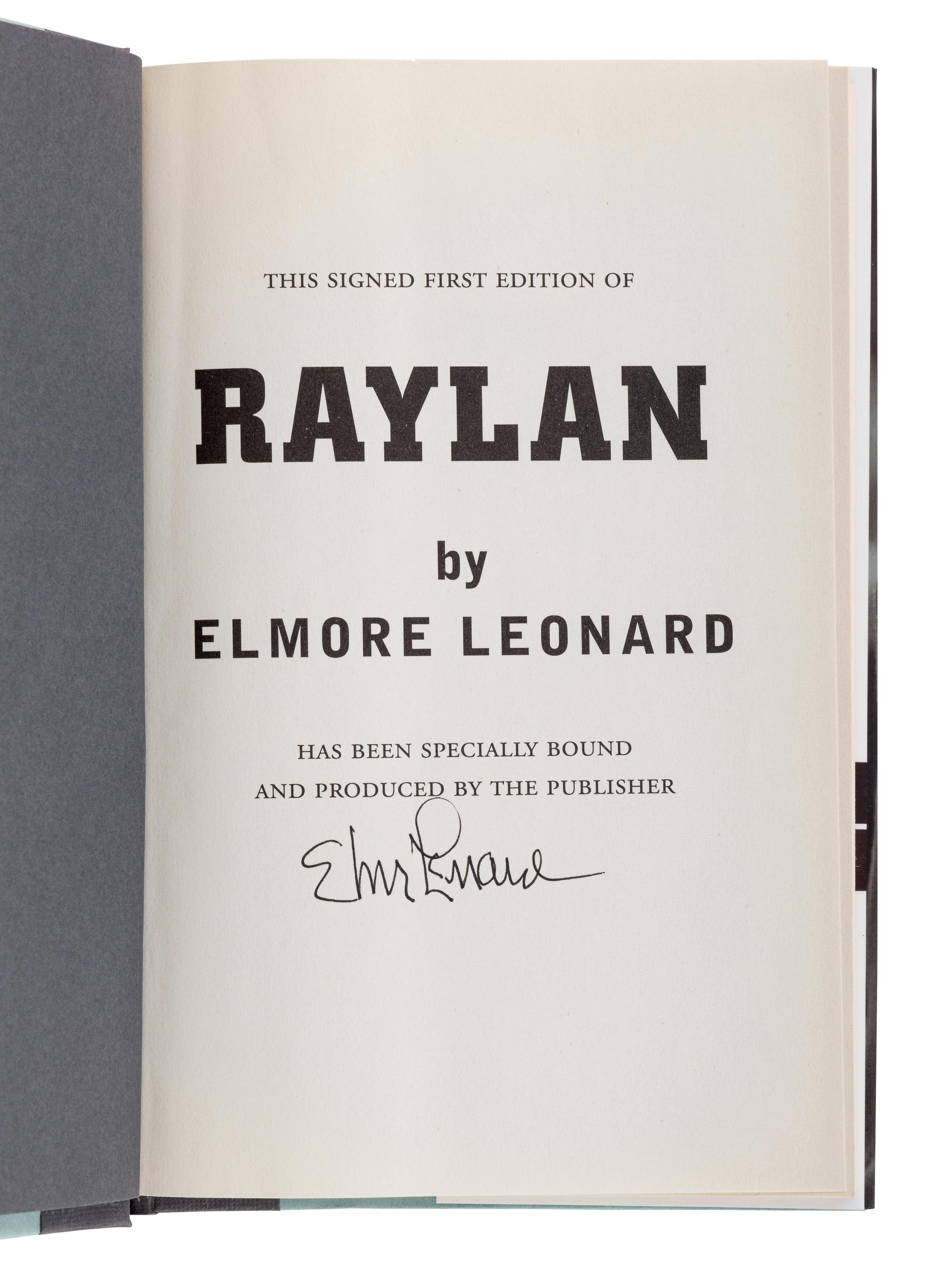 LEONARD, Elmore (1925-2013). A group of 4 FIRST EDITIONS of Leonard’s works later adapted into the series Justified , ALL SIGNED OR INSCRIBED, comprising: