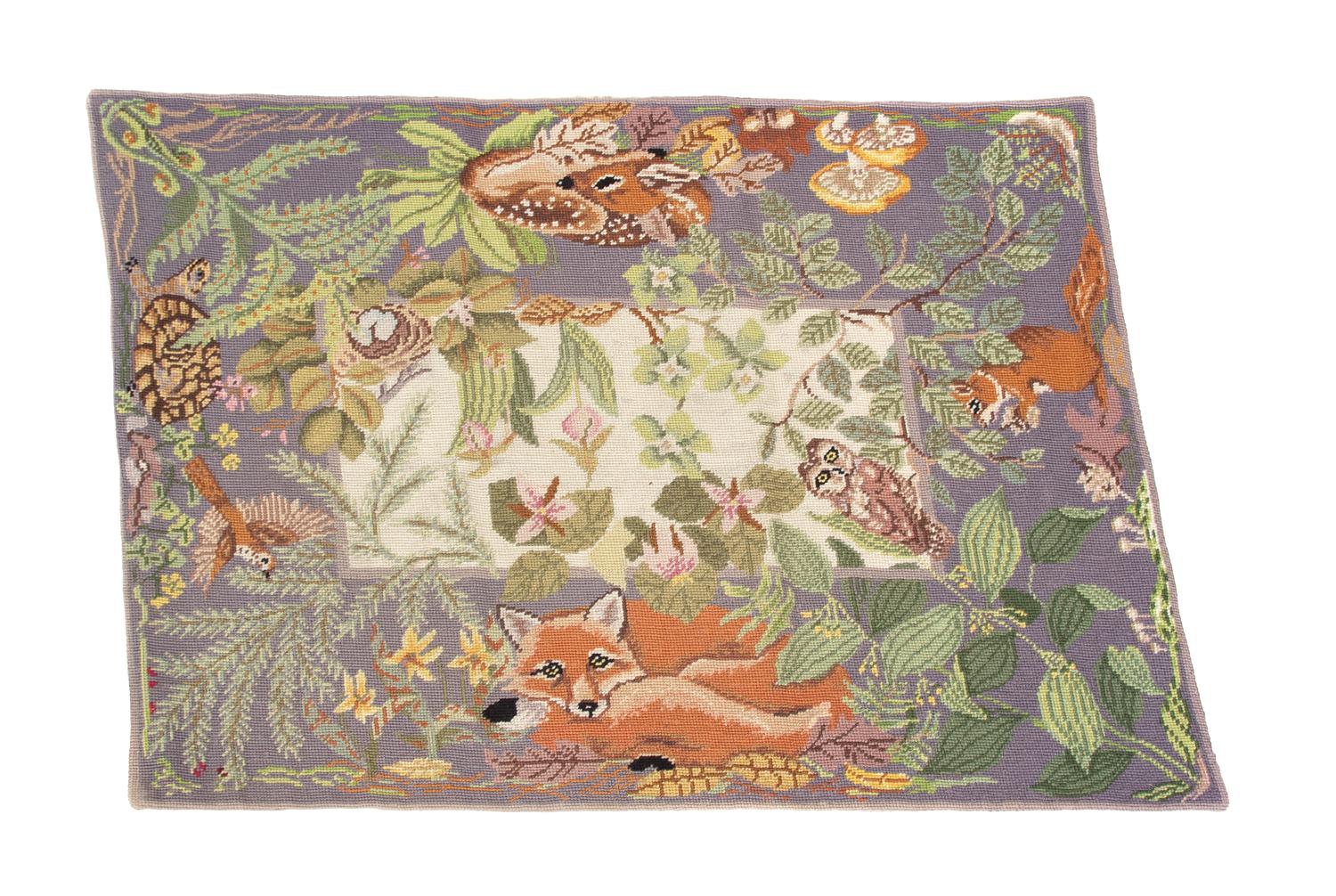 Two American Hooked Rugs and a Needlework Rug — 20TH CENTURY