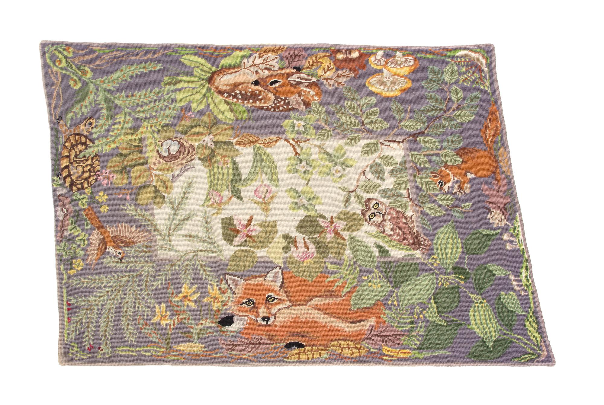 Two American Hooked Rugs and a Needlework Rug — 20TH CENTURY