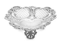 A Victorian Silver Reticulated Heart-Shaped Dish