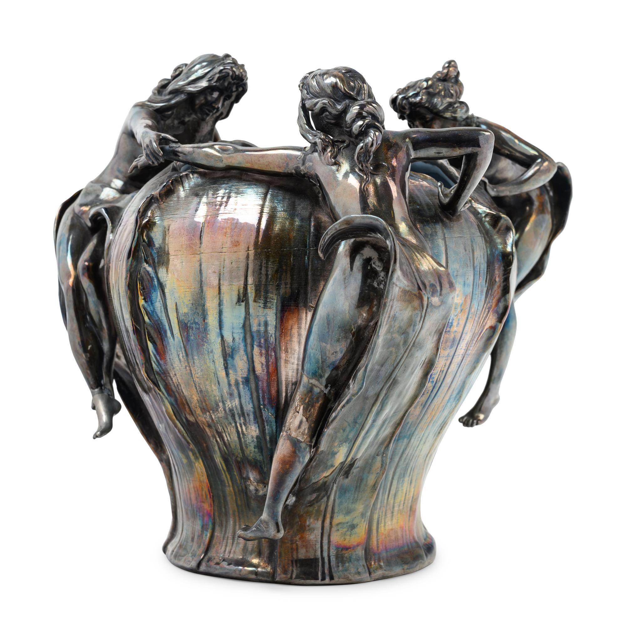 An Art Nouveau Silvered Vase