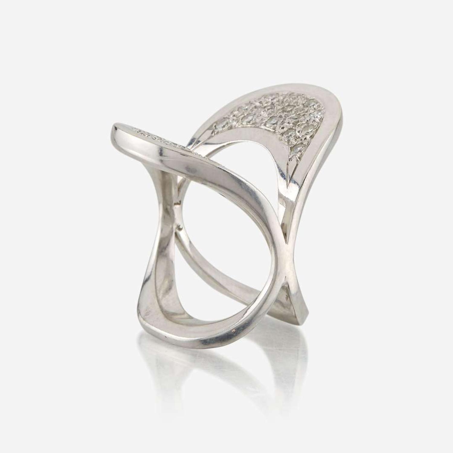 A platinum and diamond ring