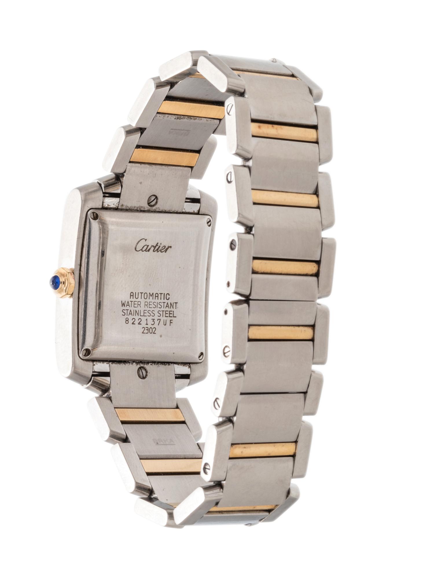 CARTIER, STAINLESS STEEL AND 18K YELLOW GOLD REF. 2302 'TANK FRANCAISE' WRISTWATCH