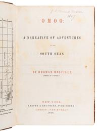 MELVILLE, Herman (1819-1891). Omoo: A Narrative of Adventure in the South Seas. New York: Harper & Brothers, 1847.