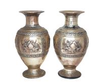 A Pair of Italian Silver Vases Height 20 1/2 inches. — Padna, 20th Century