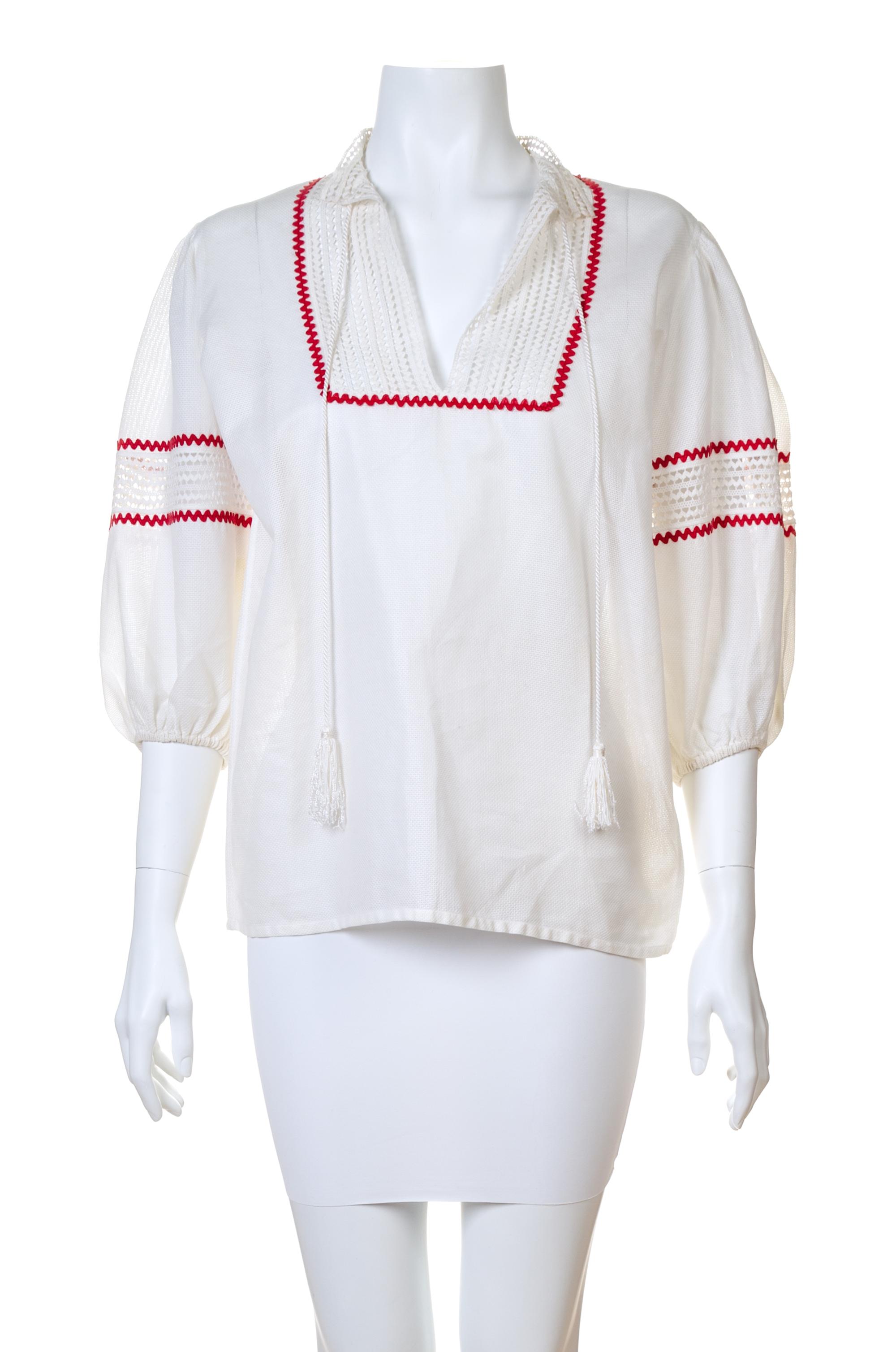 An Yves Saint Laurent Cotton Bohemian Blouse, Size 40.