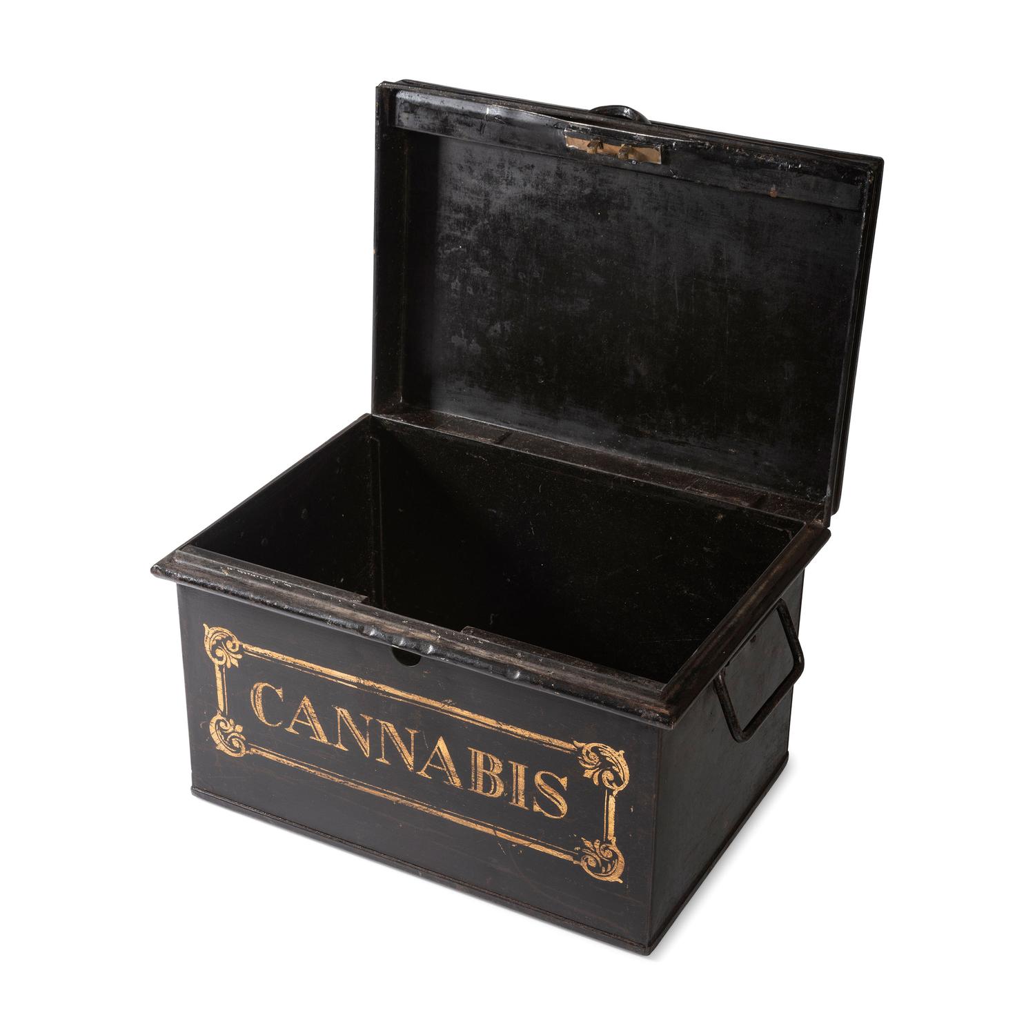 A Painted Tin Cannabis Storage Box