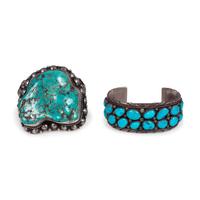 Navajo Silver and Turquoise Cuff Bracelets