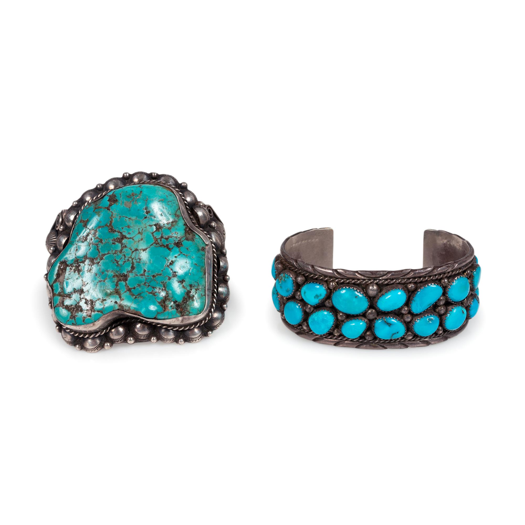 Navajo Silver and Turquoise Cuff Bracelets