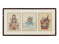 Three Chinese Ink and Color on Paper Paintings