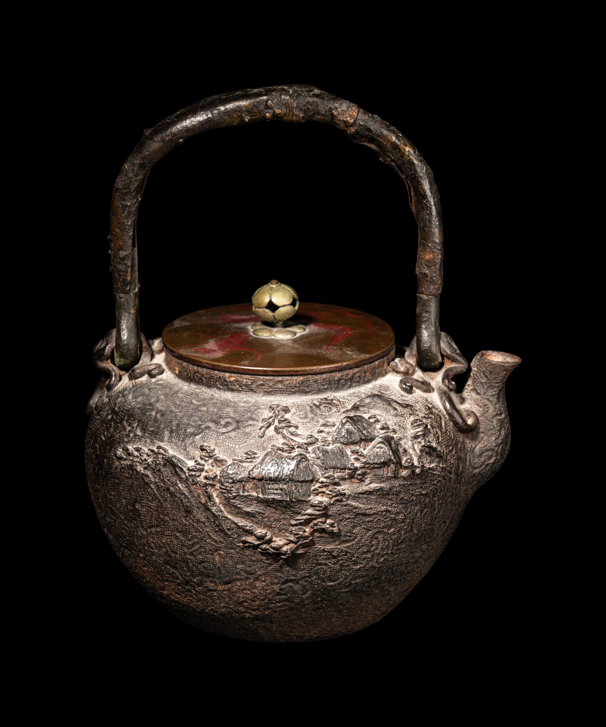 Two Japanese Cast Iron Teapots, Tetsubin