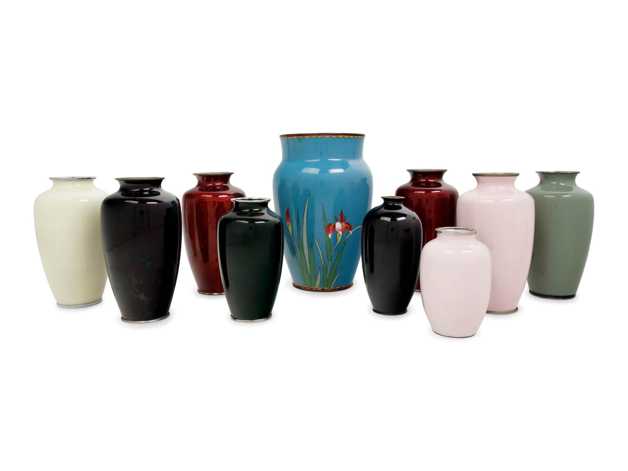 10 Japanese Cloisonné Vases