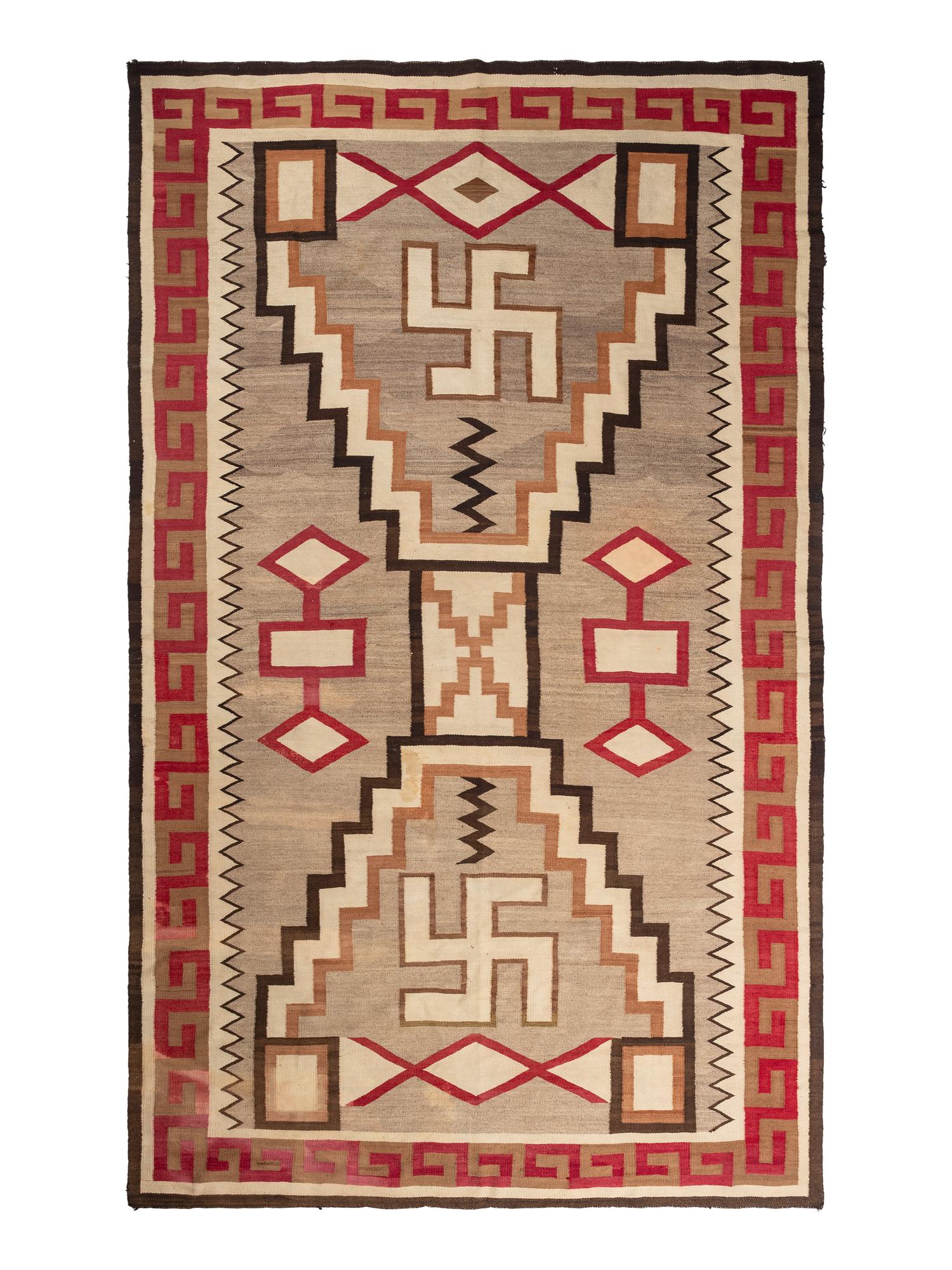 Navajo Roomsize Storm Pattern Weaving / Rug, with Whirling Logs