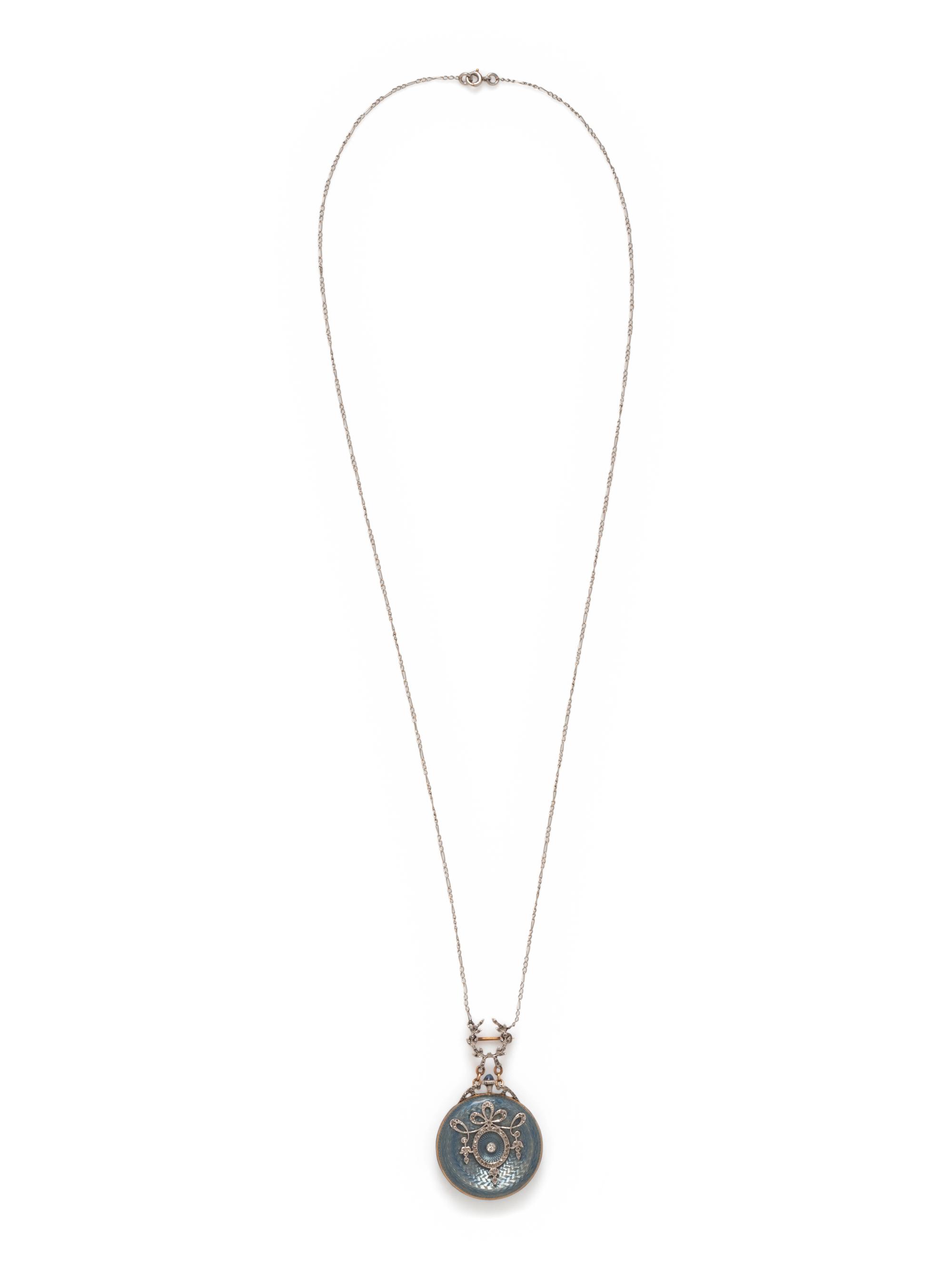 PATEK PHILIPPE, EDWARDIAN, ENAMEL AND DIAMOND PENDANT/WATCH