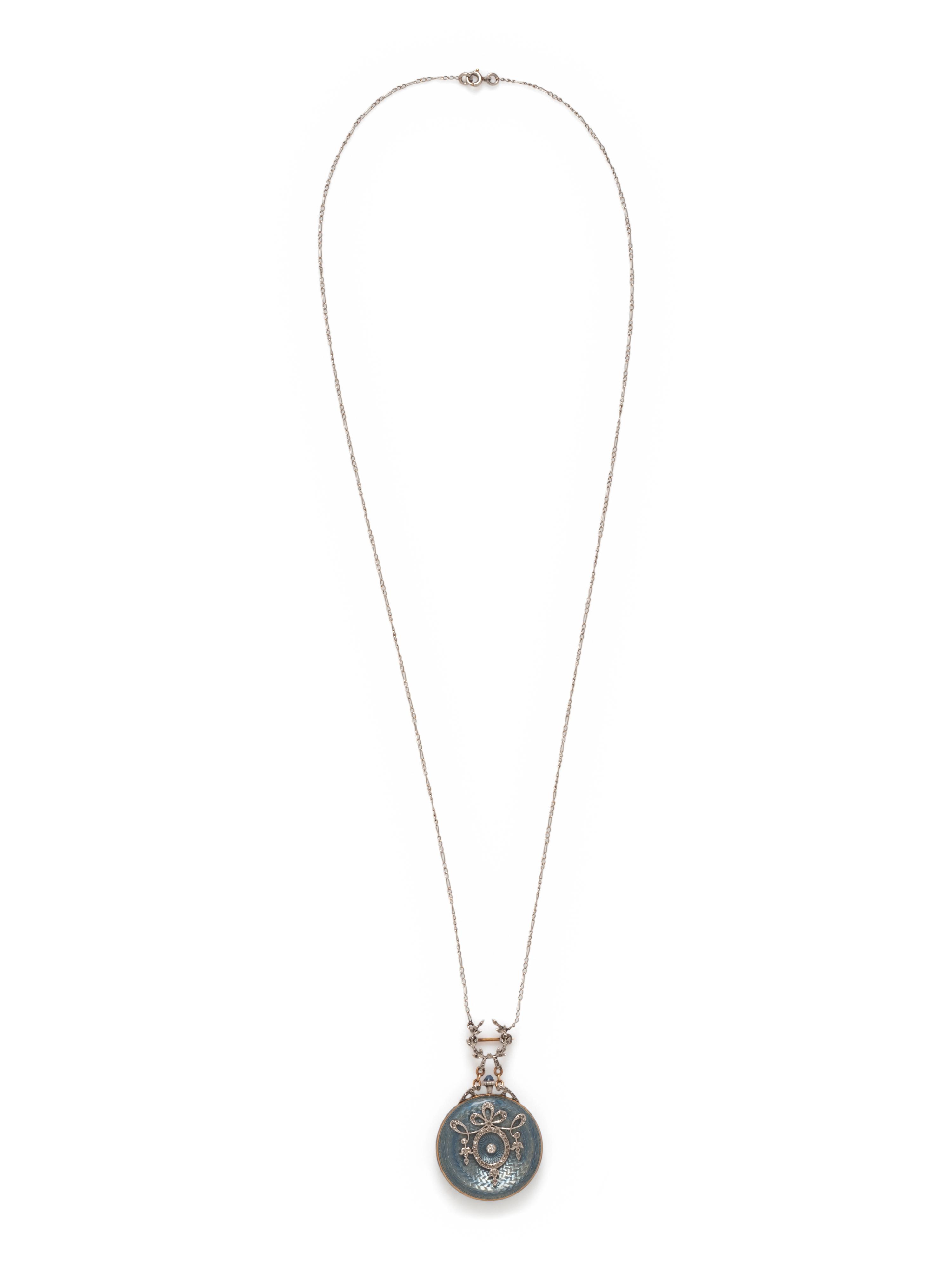 PATEK PHILIPPE, EDWARDIAN, ENAMEL AND DIAMOND PENDANT/WATCH