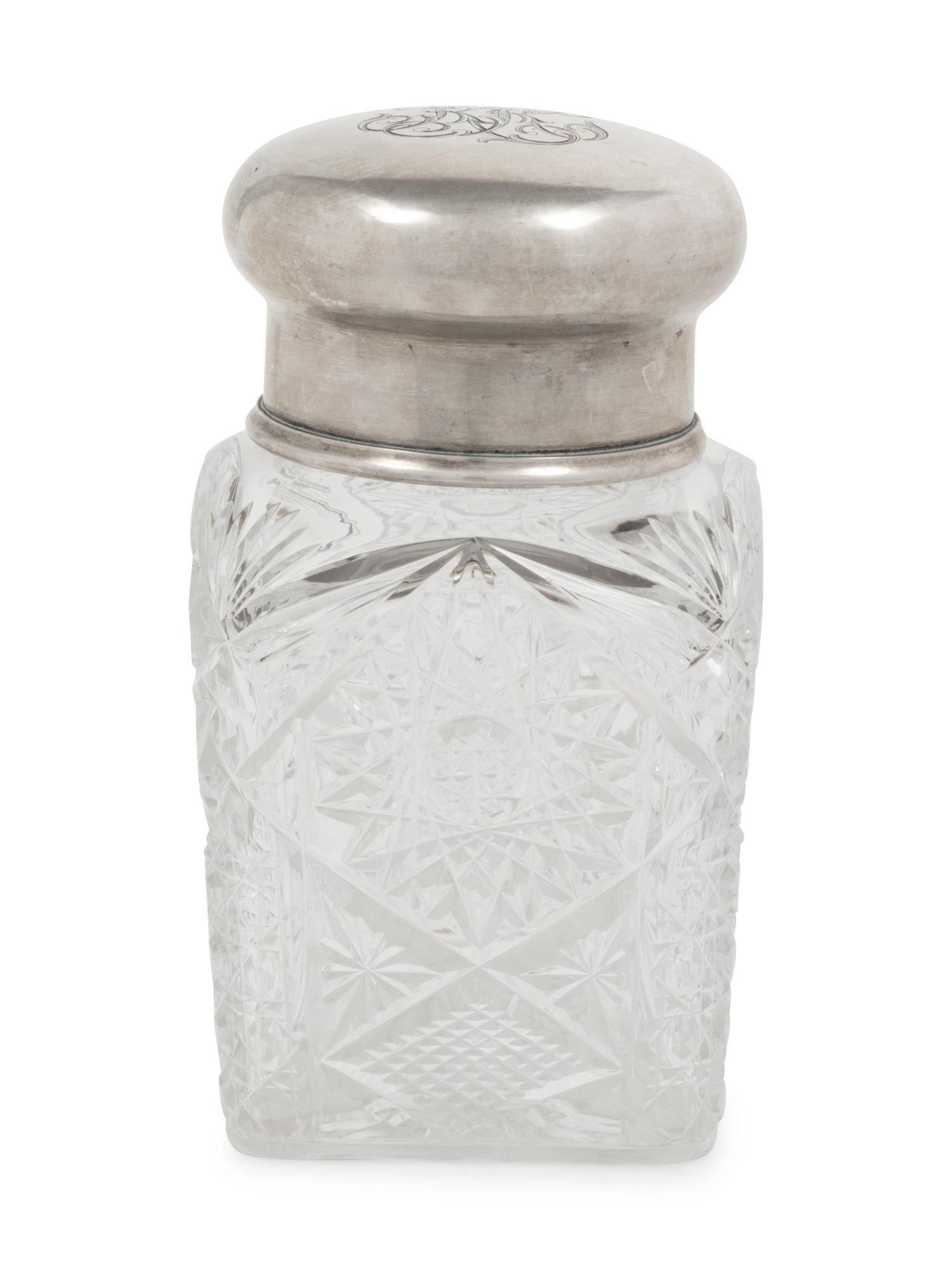 A Russian Silver Mounted Cut Glass Tea Caddy