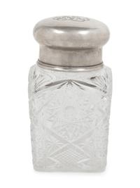 A Russian Silver Mounted Cut Glass Tea Caddy