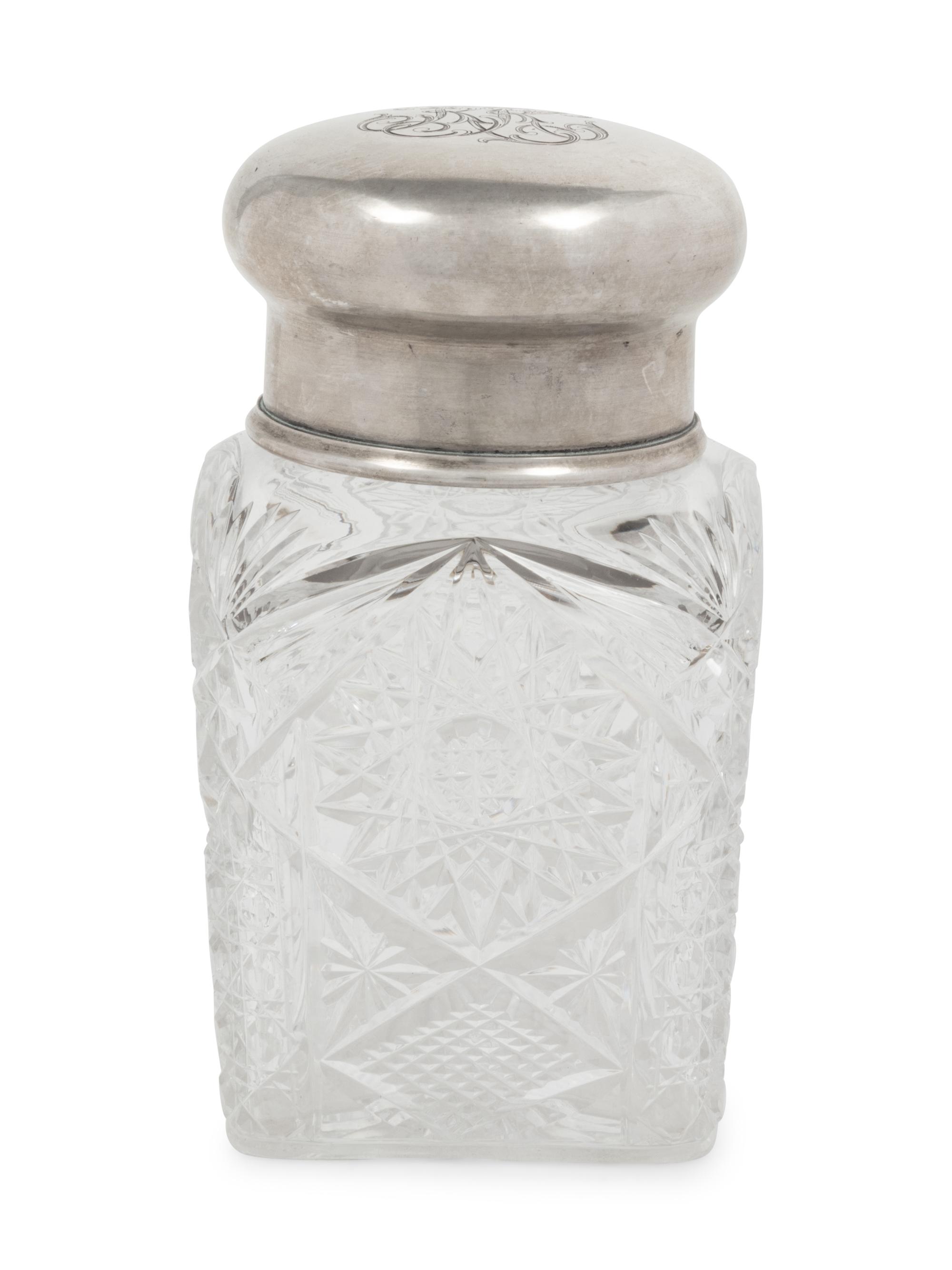 A Russian Silver Mounted Cut Glass Tea Caddy