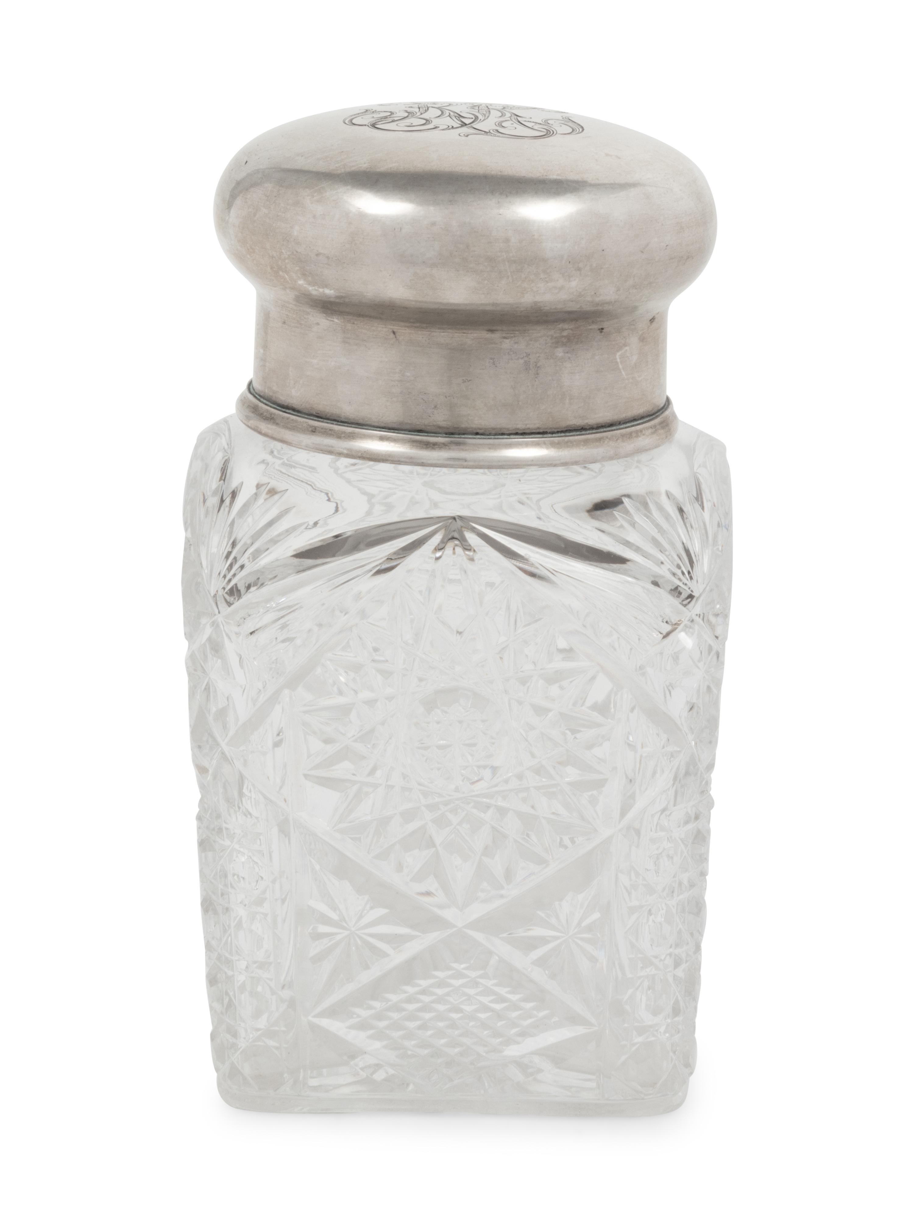 A Russian Silver Mounted Cut Glass Tea Caddy