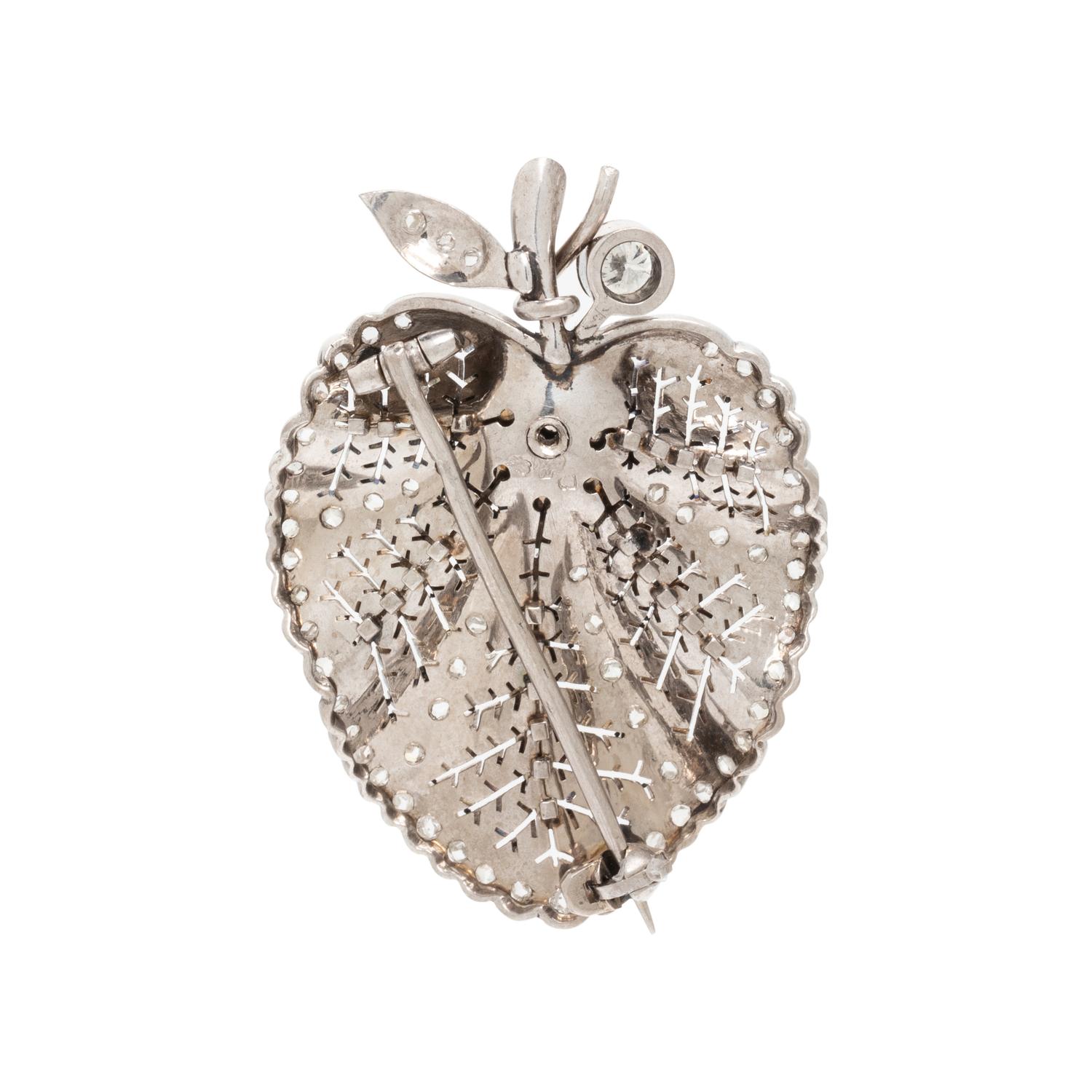 PLATINUM AND DIAMOND LEAF BROOCH