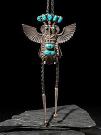 Silver and Turquoise Eagle Katsina Bolo Tie